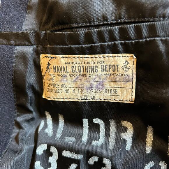 Naval Clothing Depot US Navy 100% Wool Pea Coat Mid Century Heavy Vintage Sz 40 - Picture 5 of 6